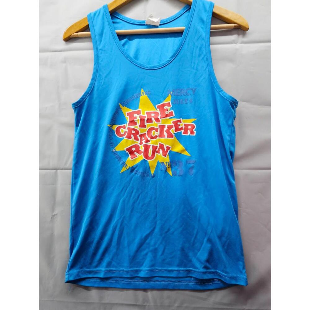 Augusta Sportswear Firecracker Run Tank Top Blue Graphic Size Adult Small Condi